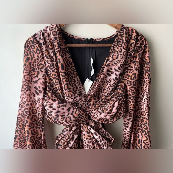 ANTHROPOLOGIE Ranna Gill Floral Cut-Out Midi Dress animal print cutout size XS - Picture 5 of 14